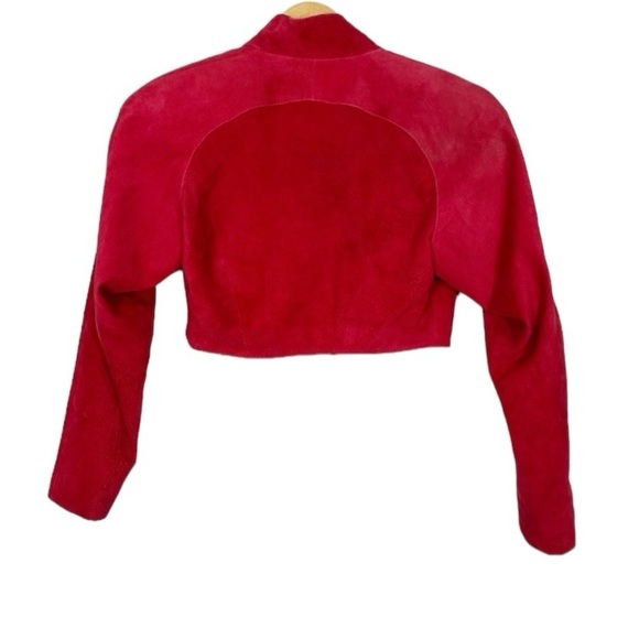 CHIA Vintage Moto Leather Jacket Red - Picture 5 of 15